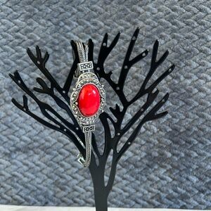 Paparazzi Top-Notch Drama Red and Silver Bracelet